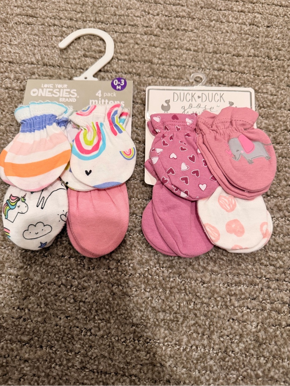 Assorted Pink Baby Mittens Pack — Love Your Onesies & Duck Duck Goose